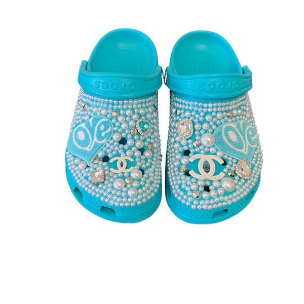 WHITE CUSTOM BLING CROCS – Hems and Hers